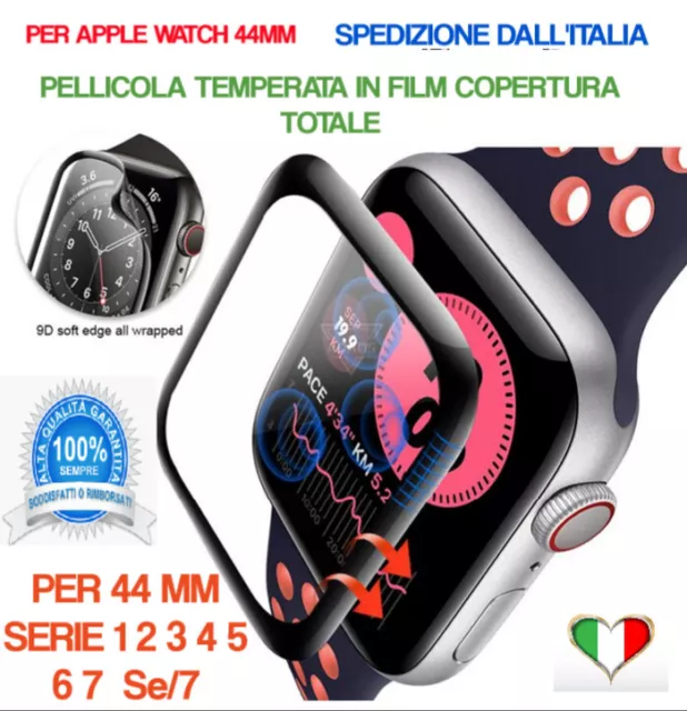 Pellicola Protettiva temperata 44 MM per Apple Watch  1 2 3 4 5 6 7 S7 CURVO 6D