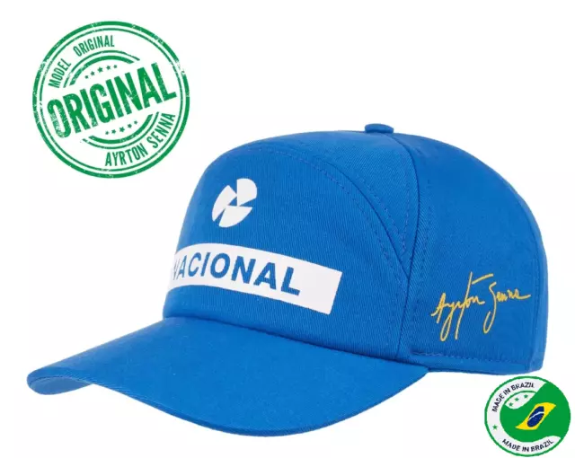 Ayrton Senna Gorra Oficial Nacional Fórmula 1 F1 Talla Adulto Sombrero Azul Réplica de Carrera