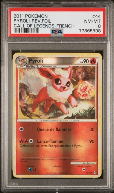 Carte Pokemon Pyroli Reverse 44/95 L'Appel de Legendes PSA 8🔥🔥