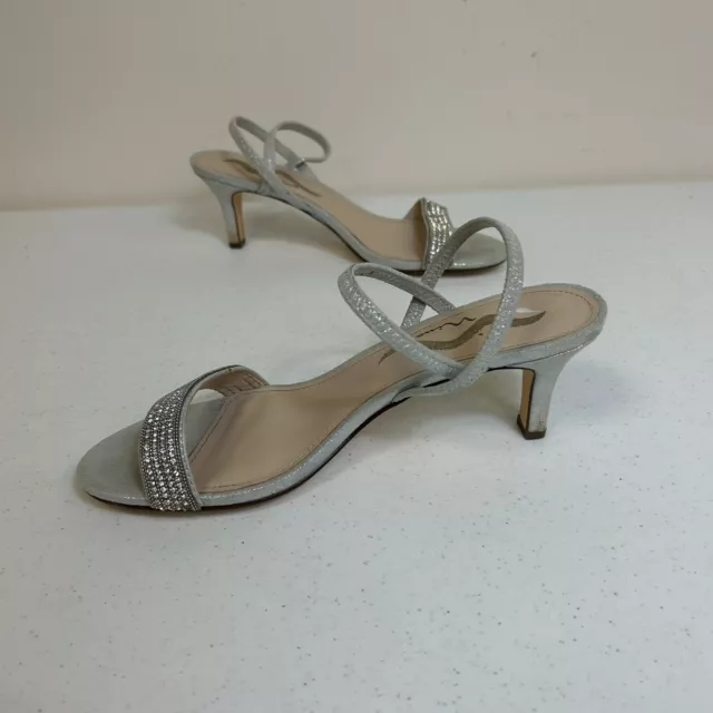 Nina Women's Heels Size 8.5M Silver Open Toed Ankle Strap