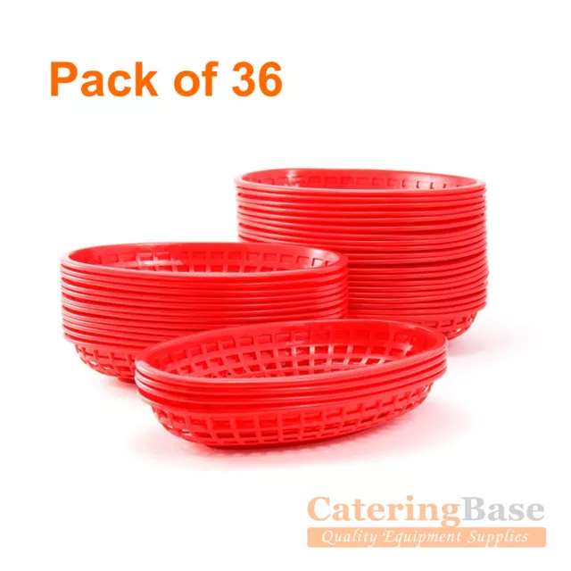 Classic Oval Food Baskets Red 24x15x5cm - Set of 36 | Diner Baskets