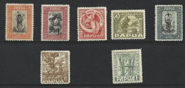 Papua 1932 Pictorials Mint Hinged 7 to 1/-