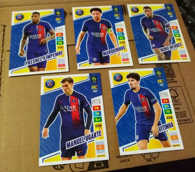 Panini  Adrenalyn  Ligue 1  2023 2024   Paris SG  N°  249 250 251 255 257