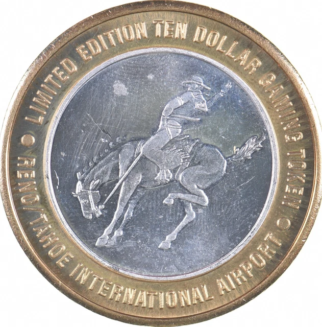 Reno/Tahoe International Airport $10 Gaming Casino Token .999 SILVER Strike *804