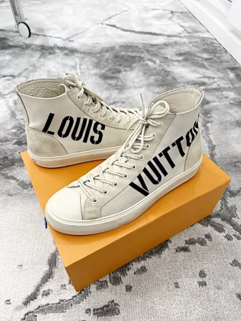 AUTH LOUIS VUITTON LV TATTOO FRAGMENT MEN HIGH TOP SNEAKERS BOOT LV 6.5 /  7.5US