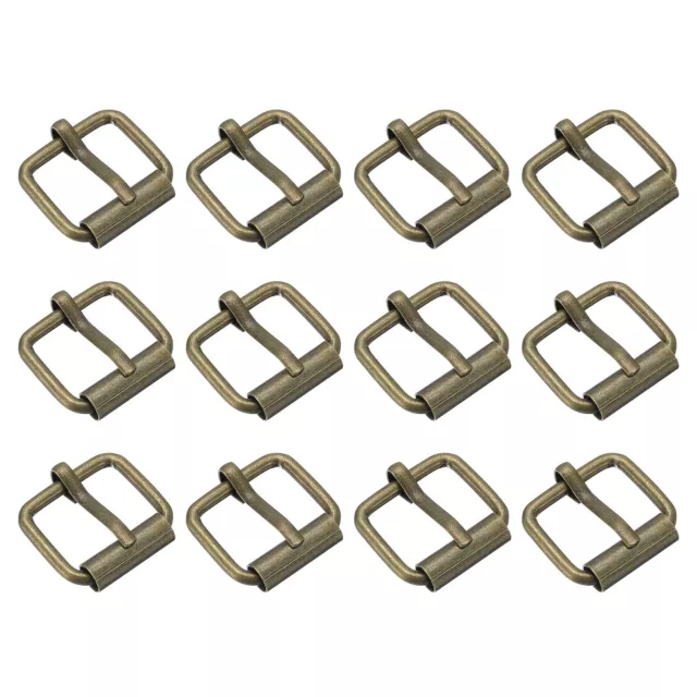 Roller Buckles, 12pcs 20x15mm 3mm Thick Metal Belt Pin Buckle, Bronze Tone