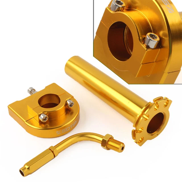 Motorcycle Throttle Cable Adjuster w/ Hand Grip Twist Throttle Accelerator Gold