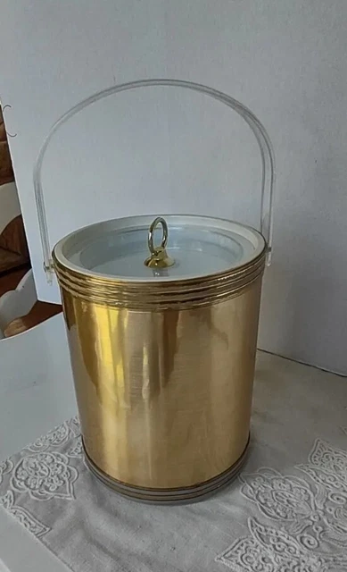 Vintage Georges Briard Gold Ice Bucket Mid Century MCM Barware 10"