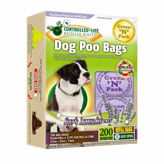 3x Green 'N' Pack Dog Poo Bags Lavender Scent - 200 Pack