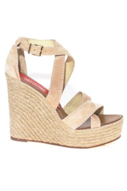 Paloma Barcelo Wedge Espadrille Beige Suede Sandals High Heels EU41 US10