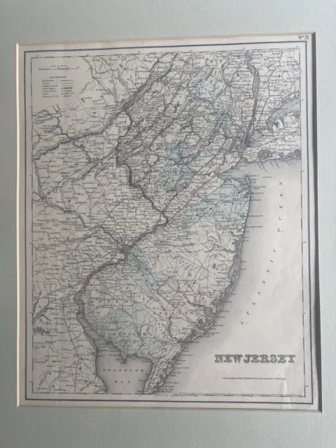 Map Of New Jersey.   Original 1855. J.Colton Cartographer. Very good Condition.
