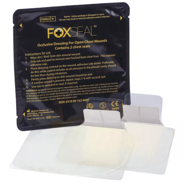 Celox Foxseal Sterile Occlusive Wound Chest Seal Trauma Dressing First Aid Pack