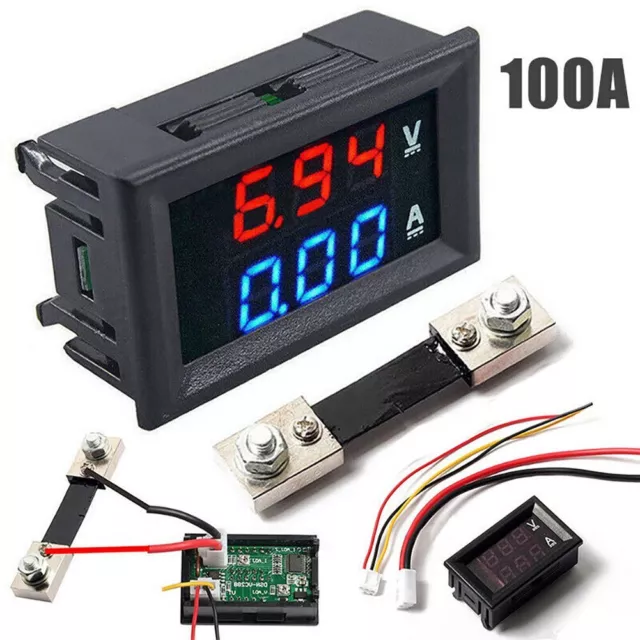 10/50/100A Voltmeter Amperemeter Shunt Dual Digital LED Messgerät Meter