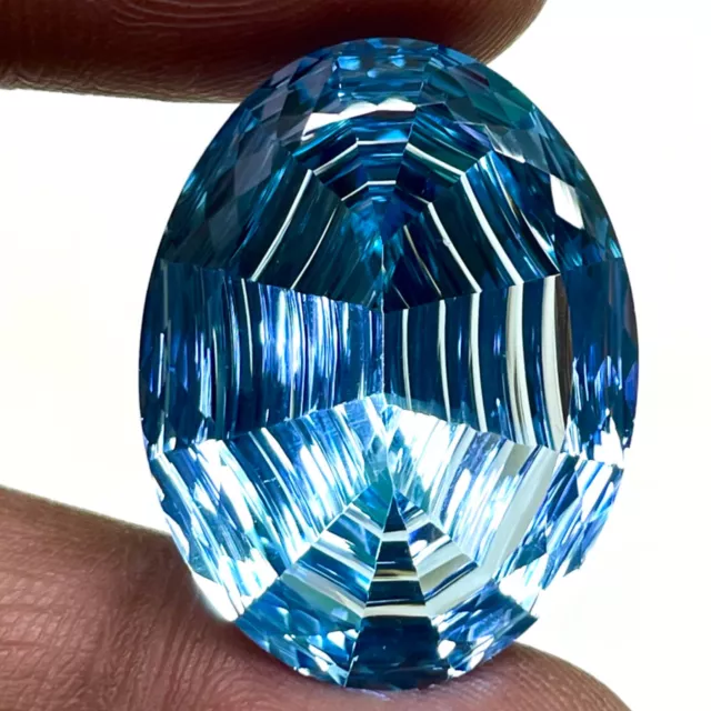 VVS 48.90 Ct Certified Natural Blue Topaz 27x21mm Oval Custom Cut Loose Gemstone