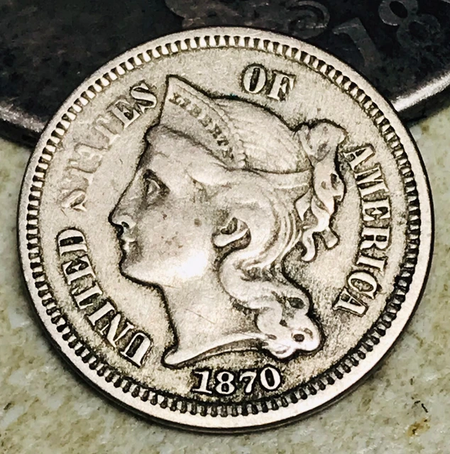 1870 Three Cent Nickel Piece 3C Ungraded Choice US Type Coin CC18185