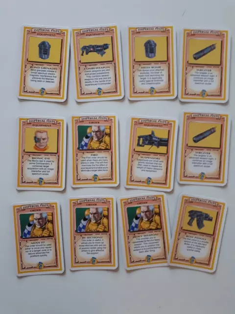 Space Crusade Games Workshop MB Games - Set 12 IMPERIAL FISTS  Equipment Cards