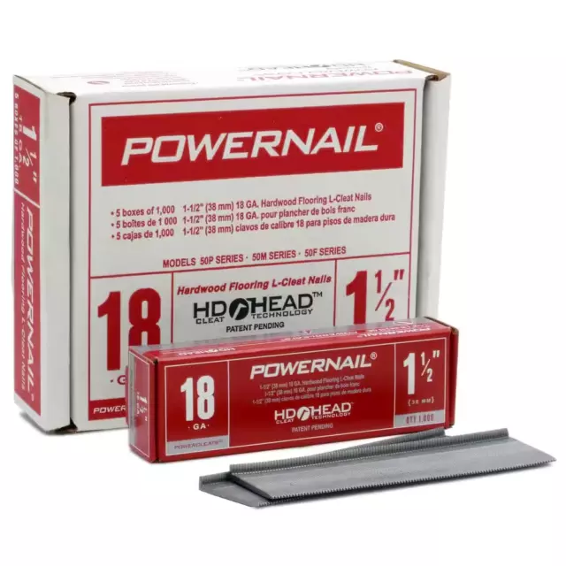 1-1/2 in. 18-gauge powercleats hardwood flooring nails 5 (1000-box) | case boxes