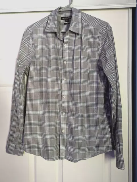 NWOT Michael Kors Shirt Mens Large Slim Fit Plaid Button Up