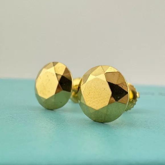 RARE Tiffany & Co. 18k Two Carat Faceted Earrings Yellow Gold Elsa Peretti