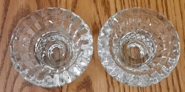 Vintage Pair 60's FNG Heavy Glass Candle Holders Holds Wide Base, Votive Taper