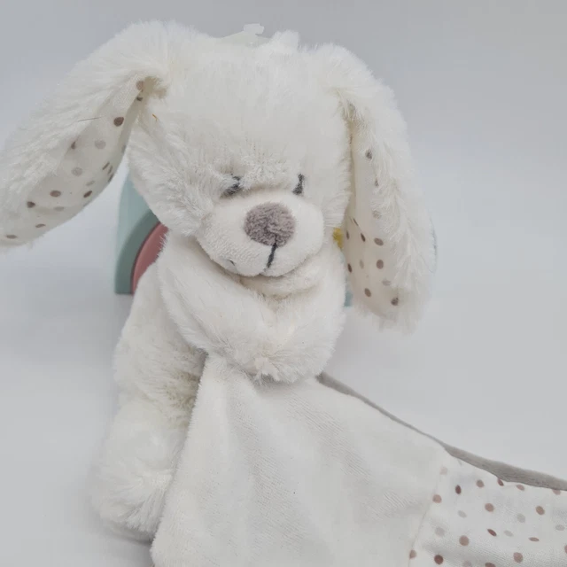 39 - Doudou Lapin Blanc Mouchoir Bebe Gris Etoile Gris Pommette Intermarche Neuf 3