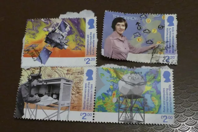 4 High Value weather forecasting British UK GB used commemorative postage stamps