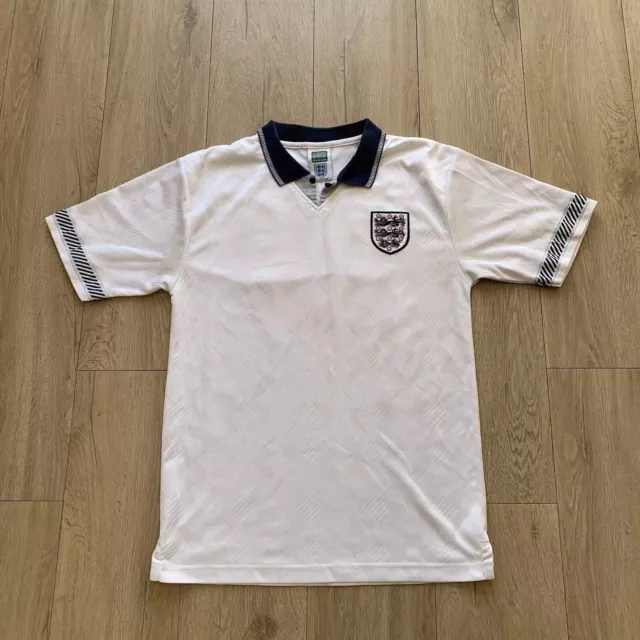 England World Cup Italia 90 Home  Shirt-Medium M- Retro Score Draw 19 Gascoigne