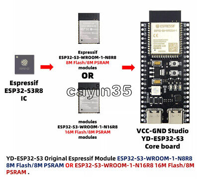 ESP32-S3-DEVKITC-1 DUAL TYPE-C USB ESP32-S3-WROOM-1-N8R8 Micropython ...