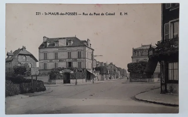 cpa-94-St-MAUR-des-FOSSÉS-Rue du Pont de Créteil-cliché peu courant.