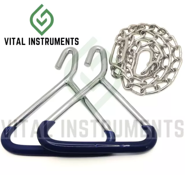 OB Chain Steel Birth Delivery 30" Calf Fetus Obstetrical Veterinary+2 Handle
