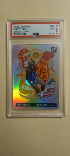 JERRY RICE 2021 Panini Donruss Downtown Card #DT-30 PSA 10 GEM MT 49ers ...