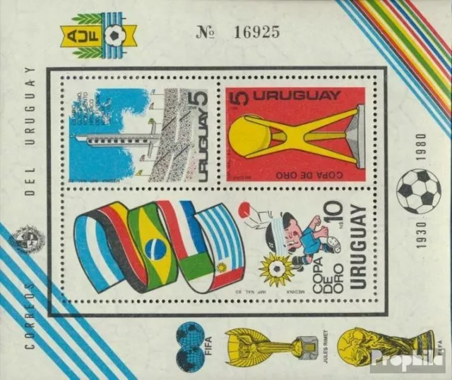 Briefmarken Uruguay 1980 Mi Block50 postfrisch Fußball