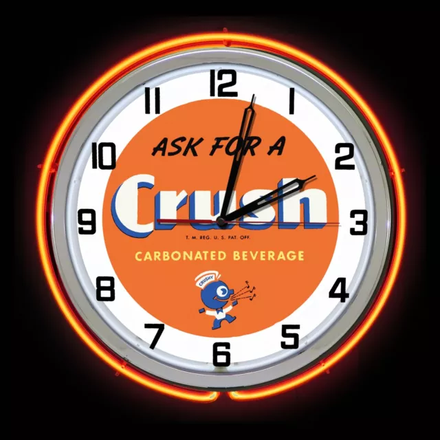 15" Ask for Orange Crush Soda Sign Orange Double Neon Clock ManCave Pop
