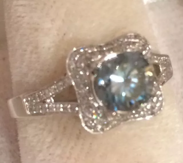 1.23CT Natural Diamonds & Moissanite Round Cut Engagement Ring  White  Gold