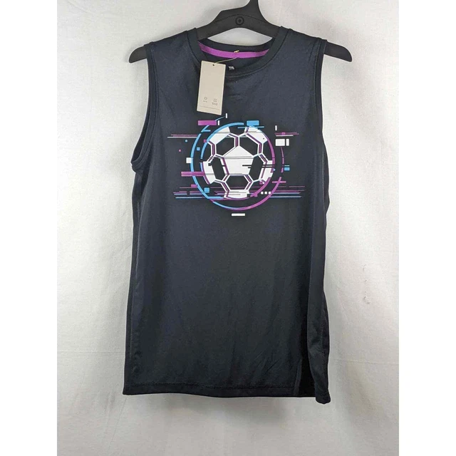 Sleeveless Soccer Graphic Tank All in Motion Black L 12/14 Performance Active
