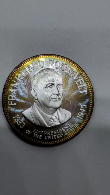 Franklin Mint Sterling Franklin D Roosevelt President Coin 32.3 Grams