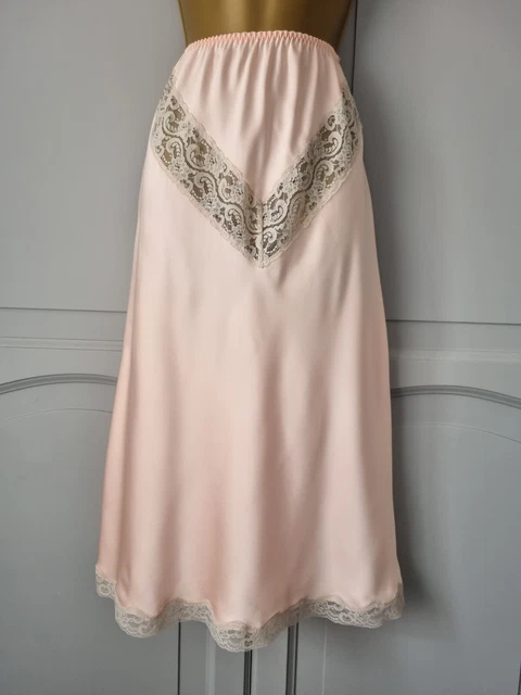 Mezza Slip Donna Vintage St Michael L Arancione Seta Raso Poliestere Taglia 14-16