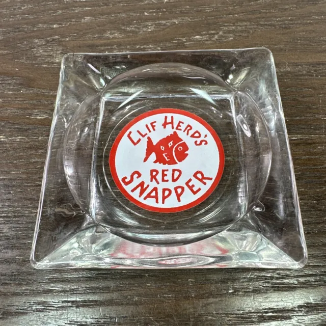 Vintage Clif Herds Red Snapper Restaurant Glass Ashtray