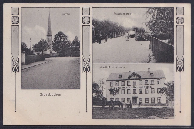 57678) AK Großbothen Kirche Straßenpartie Gasthof 1910 Grimma