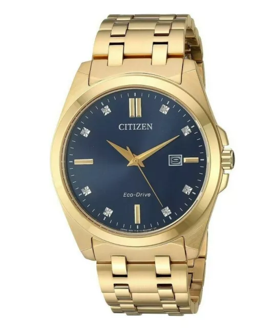 Citizen Men's Eco-Drive Corso Diamond Accents Gold Tone Watch 41mm BM7103-51L