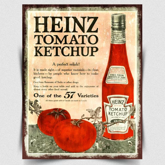 HEINZ TOMATO KETCHUP METAL SIGN WALL PLAQUE Retro Vintage advert print kitchen