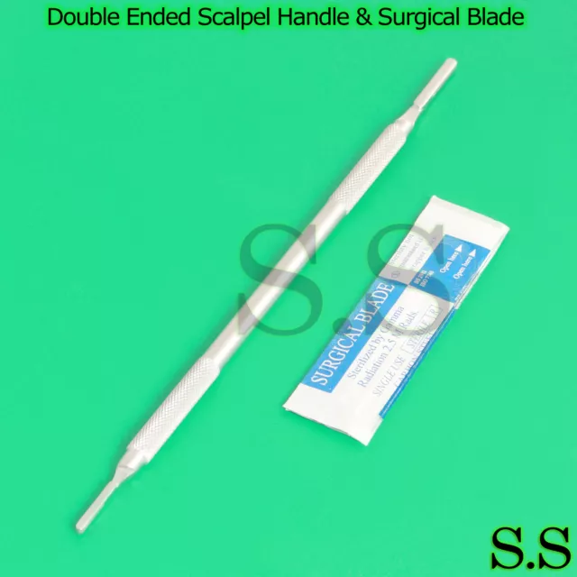 Double Ended Siegel Scalpel Handle #3 #4 +20 Sterile Surgical Blades #10 #22