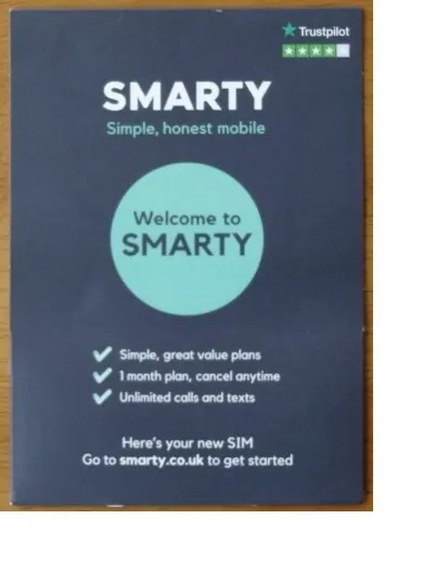 SMARTY PAYG Sim Card - Unlimited Calls, Texts and Data Options - 3G & 4G UK