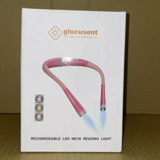 Glocusent LED Neck Reading Light, Book Light for Reading in  Pink