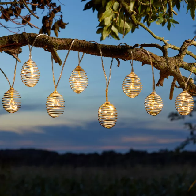 1.8m Colgante Solar Espiral LED Linterna Fairy Cuerda Luces de Jardín Exterior