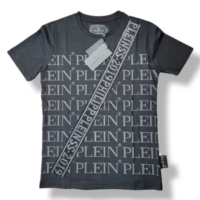 Philipp Plein Mens Black T-shirt With Rhinestones Size US S