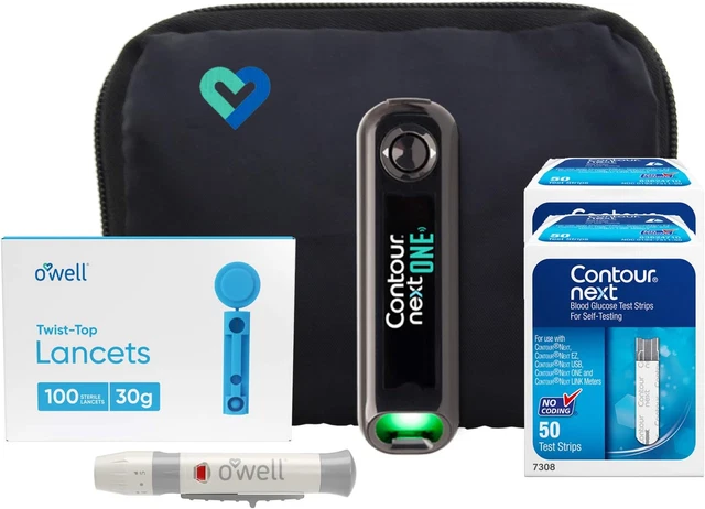 Kit de glucosa en sangre O Well Contour NEXT ONE, contorno NEXT UN metro, 100 contornos N