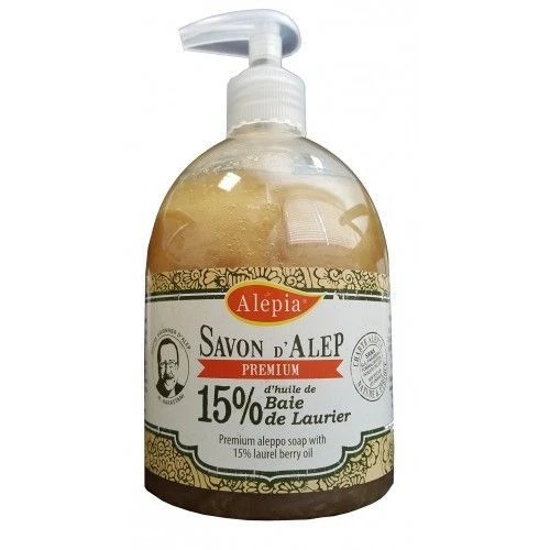 Savon d'Alep Liquide Premium BIO 15% Huile de Baie de Laurier