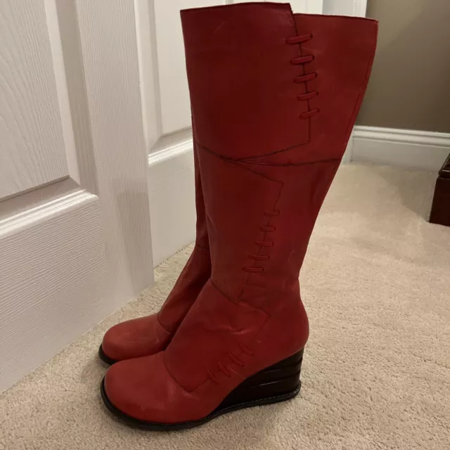 Mix Mooz NY Burgundy Red Brinley Tall Wedge Boot US 9 EU 40