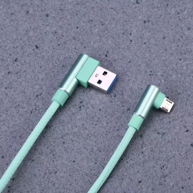 90 Degree Data Cable .4A 1m Nylon Braided USB Universal Green